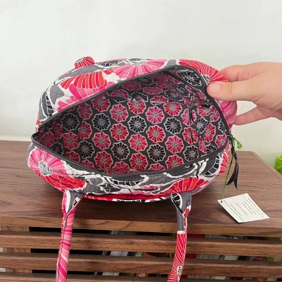 EUC Vera Bradley Bowler Purse Cheery Blossoms Satchel Shoulder Bag W/ Coin Purse - Picture 10 of 14